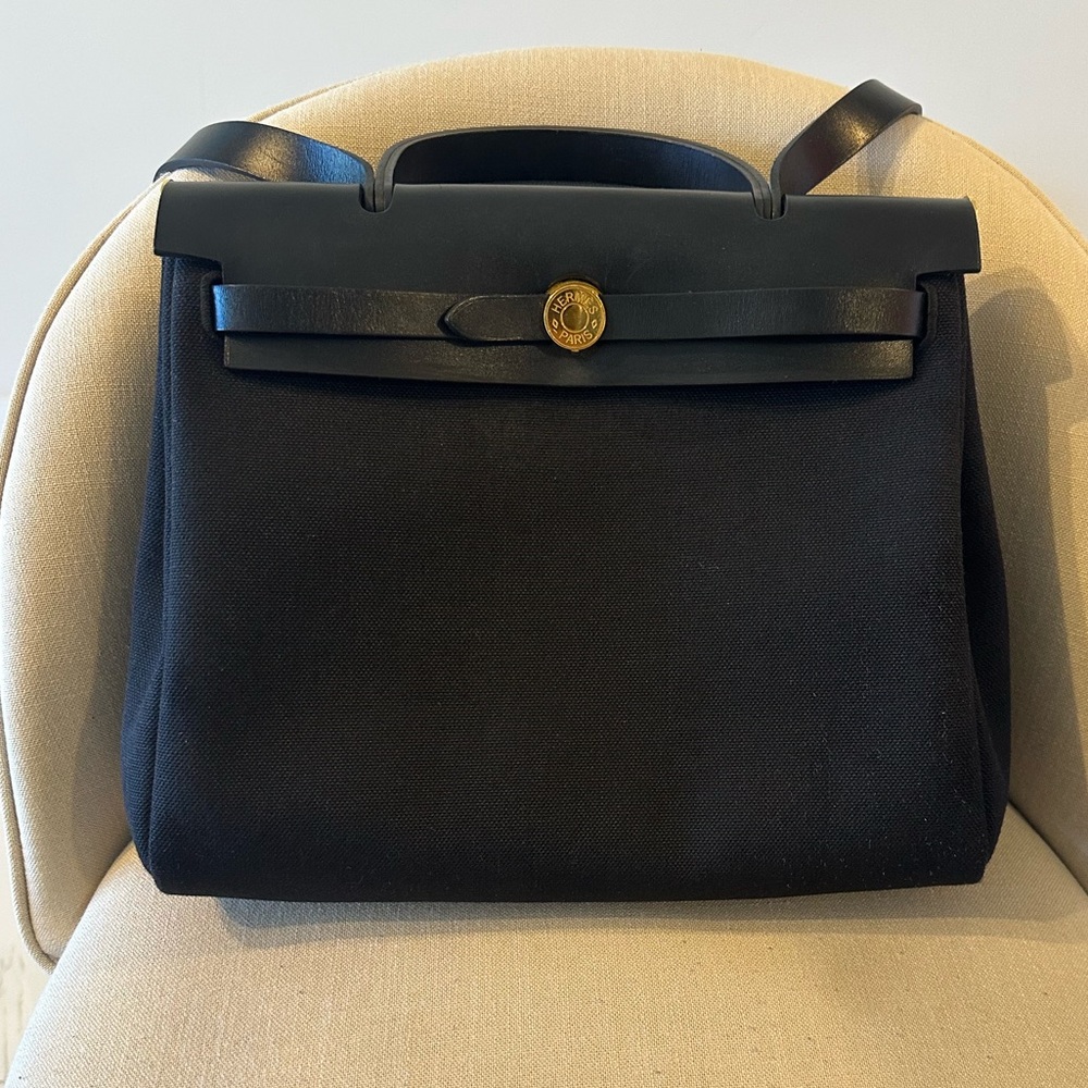 COPY - AUTHENTIC HERMES HERBAG BLACK GOLD HARDWARE